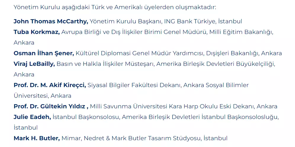 2023 Türkiye fullbright komisyonu üyeleri