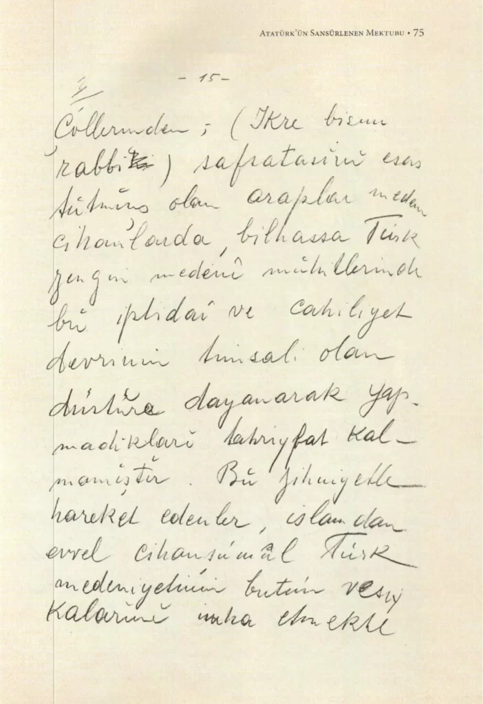 Atatürk mektup 3. sayfa
